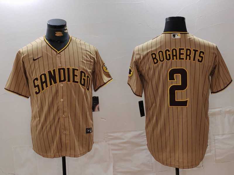 Mens San Diego Padres #2 Xander Bogaerts Khaki Cool Base Stitched Jersey